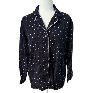 PJ Salvage Navy Star Printed Flannel Pajama Top, Size Small